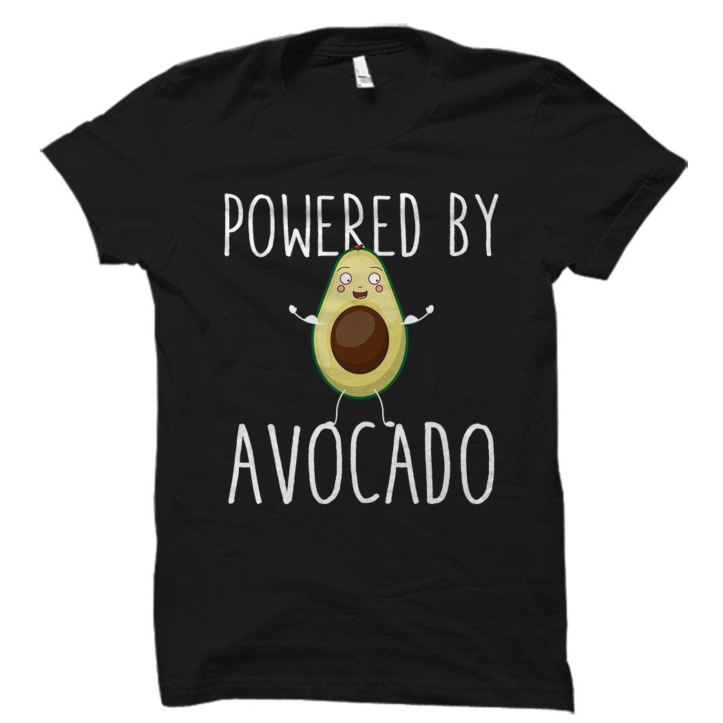 Powered by Avocado Shirt Avocado TShirt Avocado Lover Gift Vegan Gift Vegan Shirt Health Conscious Gift Vegetarian Shirt OS2868 Graphic Tee – Premium Graphic · Perfect For Daily Wear
