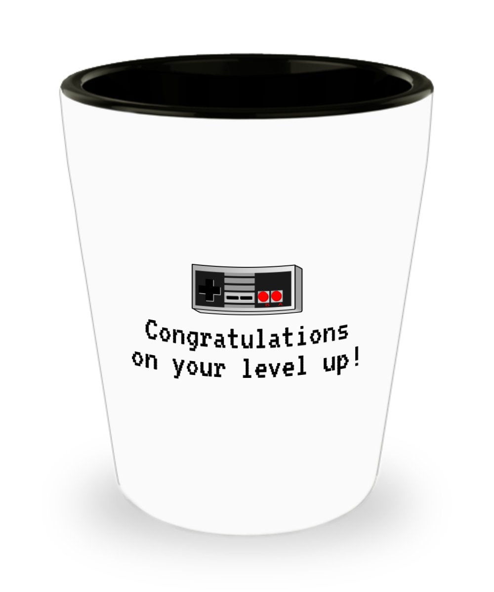 Video Gamer Birthday Gift Retro Gaming Shot Glass Video Game Geek Present Console Gaming Nerd Level Up Graphic Tee – Premium Graphic · High-Quality Print
