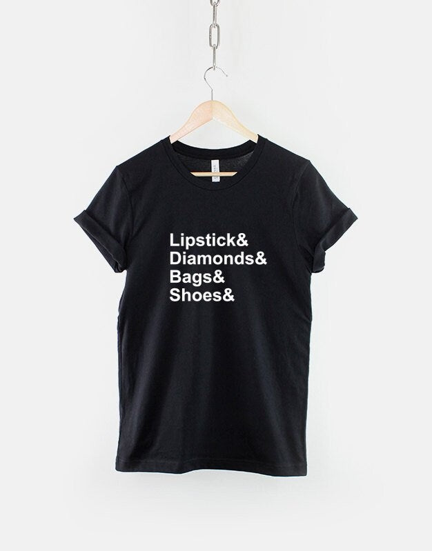 Lipstick Diamonds Bags Shoes TShirt Glamour Girls Model Blog Blogger T Shirt Fashion Hipster Streetwear TShirt Tote Bag – Fan Favorite · Great Gift For Fans