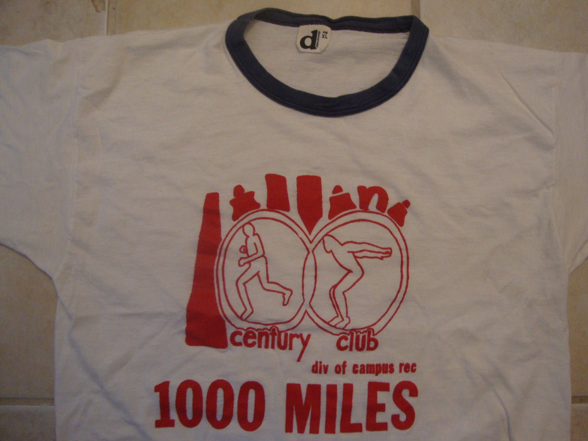Vintage 8039s 100 Century Club 1000 Miles Running Marathon Ringer T Shirt Size M Graphic Tee – Fan Favorite · Great Gift For Fans