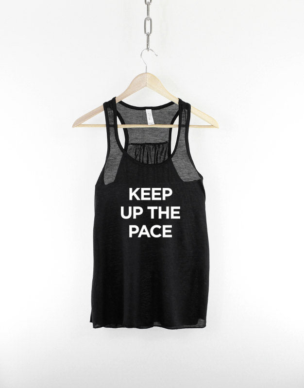 Fitness Running Workout Tank Top Keep Up The Pace Gym Cardio Girly Womens Racer Back Tank Top – Aesthetic Look · Top Pick For Any Outfit
