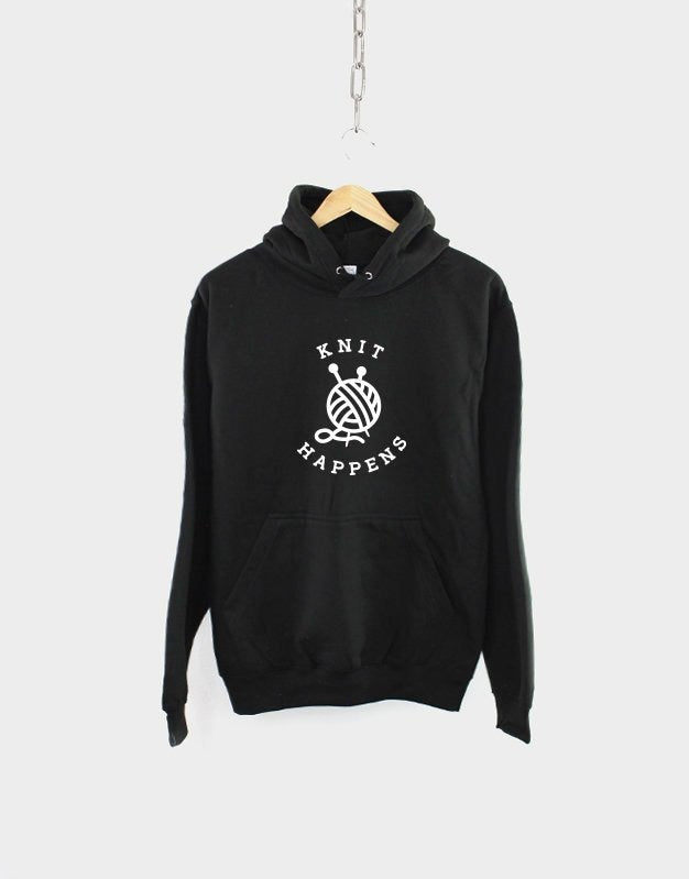 Knit Happens Hoodie Grandma Knitting Hooded Sweatshirt Nan Knitting Jumper Gift Hoodie – Warm & Stylish · Great Gift For Fans