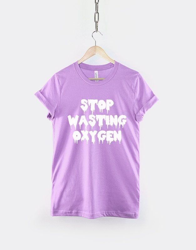 Pastel Goth Shirt Stop Wasting Oxygen Pastel Goth Clothing Mint Orchid Purple Light Pink Blue Clothing TShirt Graphic Tee – Bold Style · Great Gift For Fans