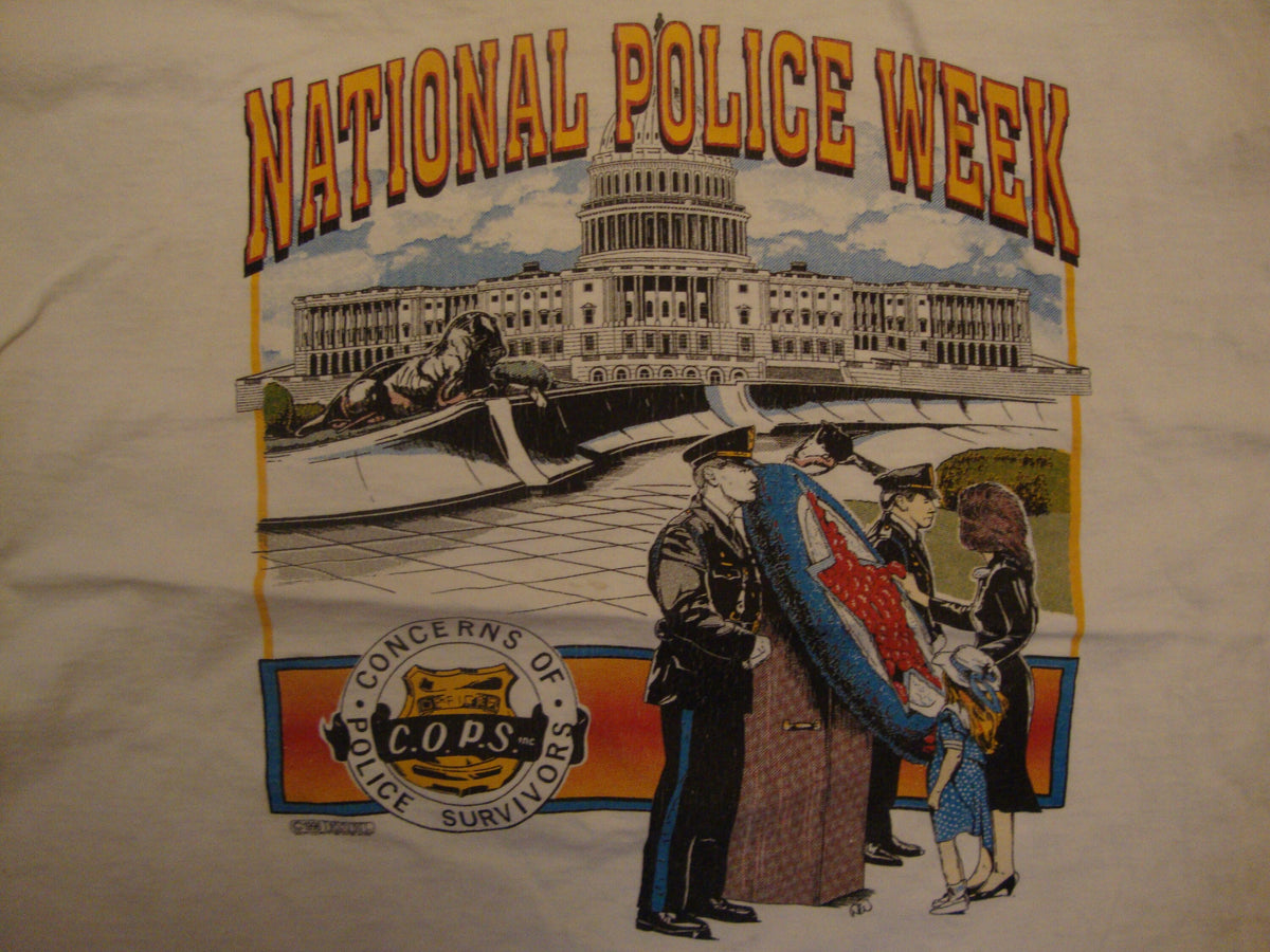 Vintage 9039s National Police Week Cops Patriotic American White T Shirt Size XL Graphic Tee – Easygoing Wear · Trending Graphic Apparel