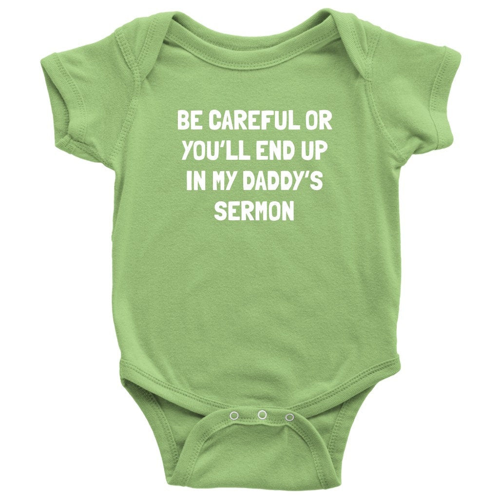Pastor Baby Bodysuit Minister Baby Onepiece Preacher Baby Shirt Funny Pastor Baby Gift You39ll End Up In My Daddy39s Sermon Graphic Tee – Easygoing Wear · Trending Graphic Apparel