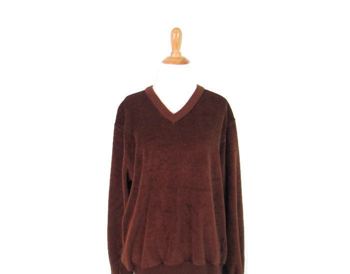 Vintage Levi39s Textured Shirt 198039s Levi39s Women39s Large Chocolate Brown Acrylic V neck Pullover Long Sleeve Minimalist 8039s Blouse Graphic Tee – Premium Graphic · High-Quality Print