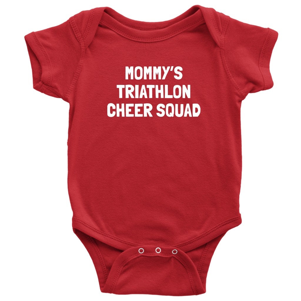 Triathlon Baby Bodysuit Triathlete Baby Gift Baby Onepiece Mommy39s Triathlon Cheer Squad Many Sizes And Colors Graphic Tee – Warm & Stylish · Perfect For Daily Wear