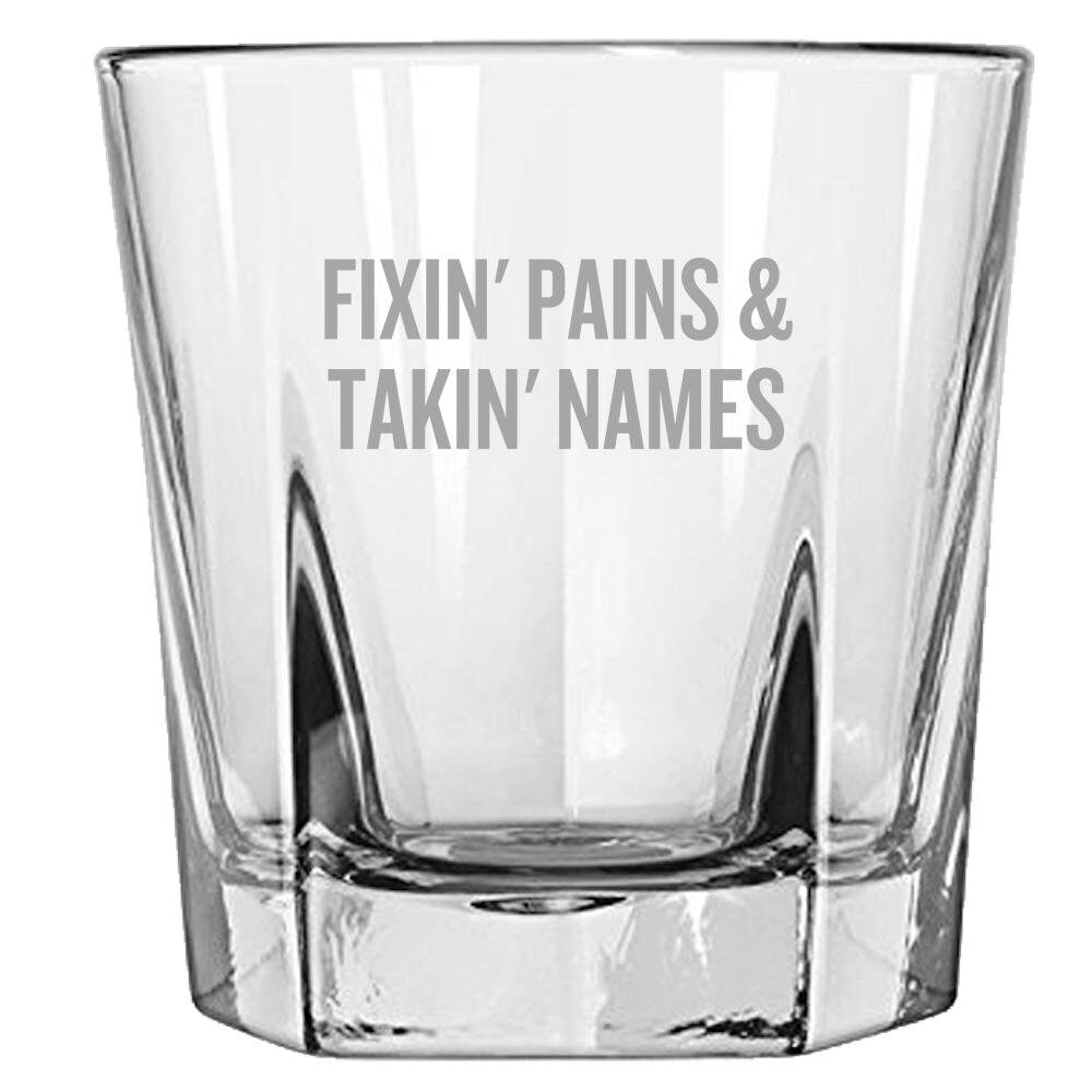 Physical Therapy Rocks Glass Physical Therapist Gift Funny Physiotherapist Present Fixin39 Pains and Takin39 Names Whiskey Tumbler Graphic Tee – Everyday Comfort · Great Gift For Fans