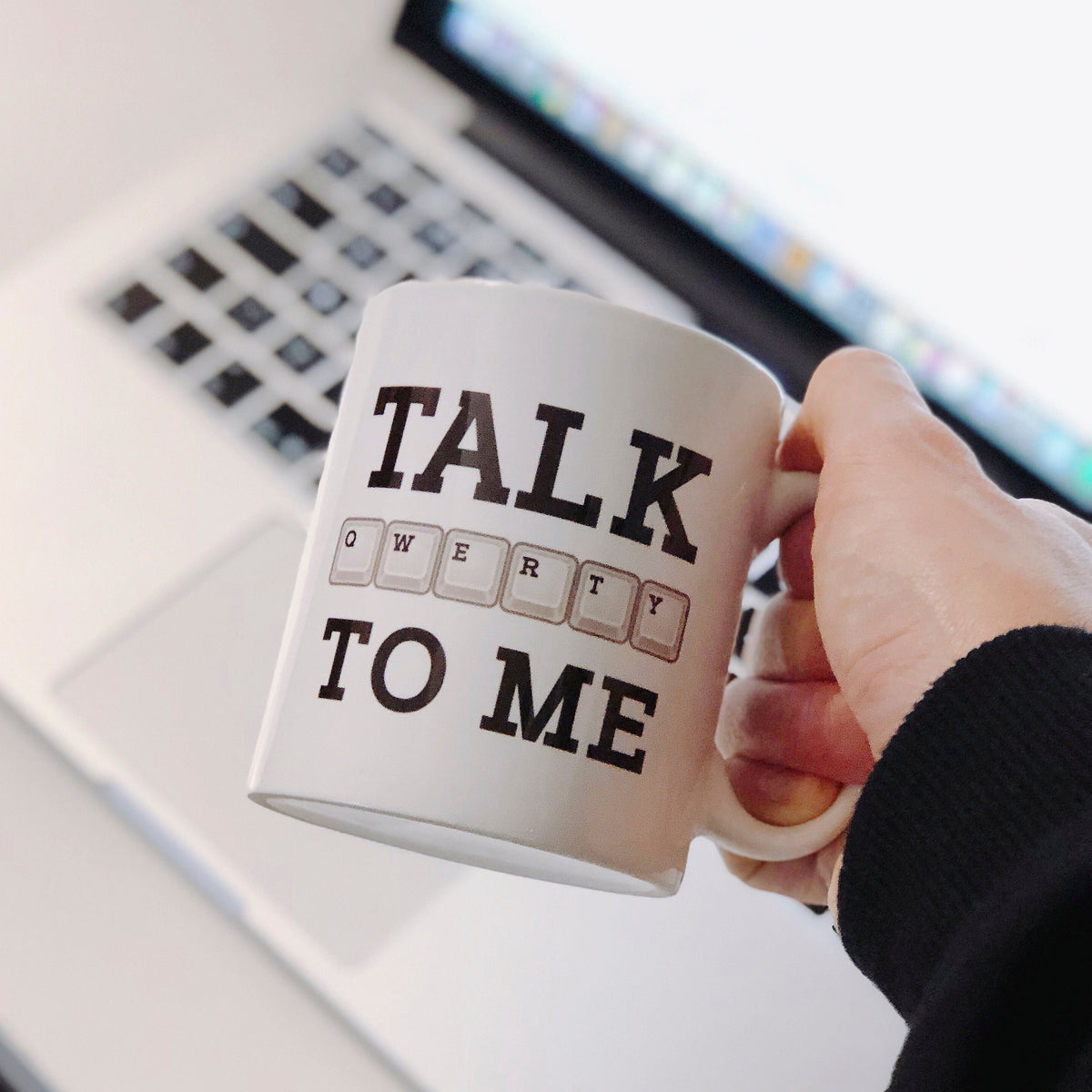 Talk Qwerty To Me Nerdy Computer Keyboard Coffee Mug Graphic Tee – Easygoing Wear · Must-Have Style