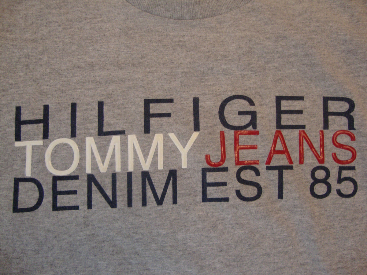 Vintage 9039s Tommy Hilfiger Jeans Apparel Gray T Shirt Size XL Graphic Tee – Bold Style · Trending Graphic Apparel