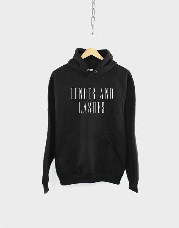 Makeup Hoodie Lashes and Lunges Hooded Sweater Gym Workout Make Up Artist Sweatshirt MUA Gift Hoodie – Warm & Stylish · Great Gift For Fans