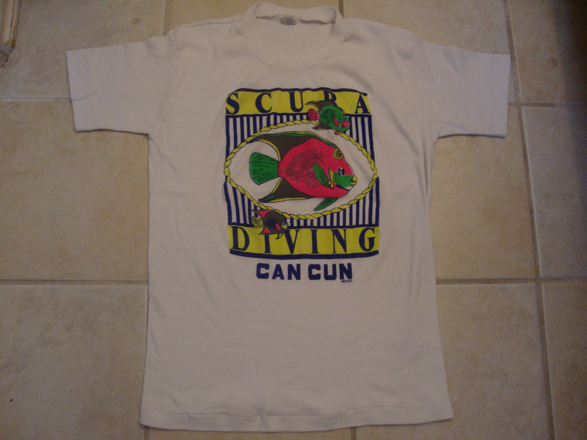 Vintage 8039s Cancun Mexico Scuba Diving Tropical Fish White T Shirt Size M Graphic Tee – Bold Style · Must-Have Style