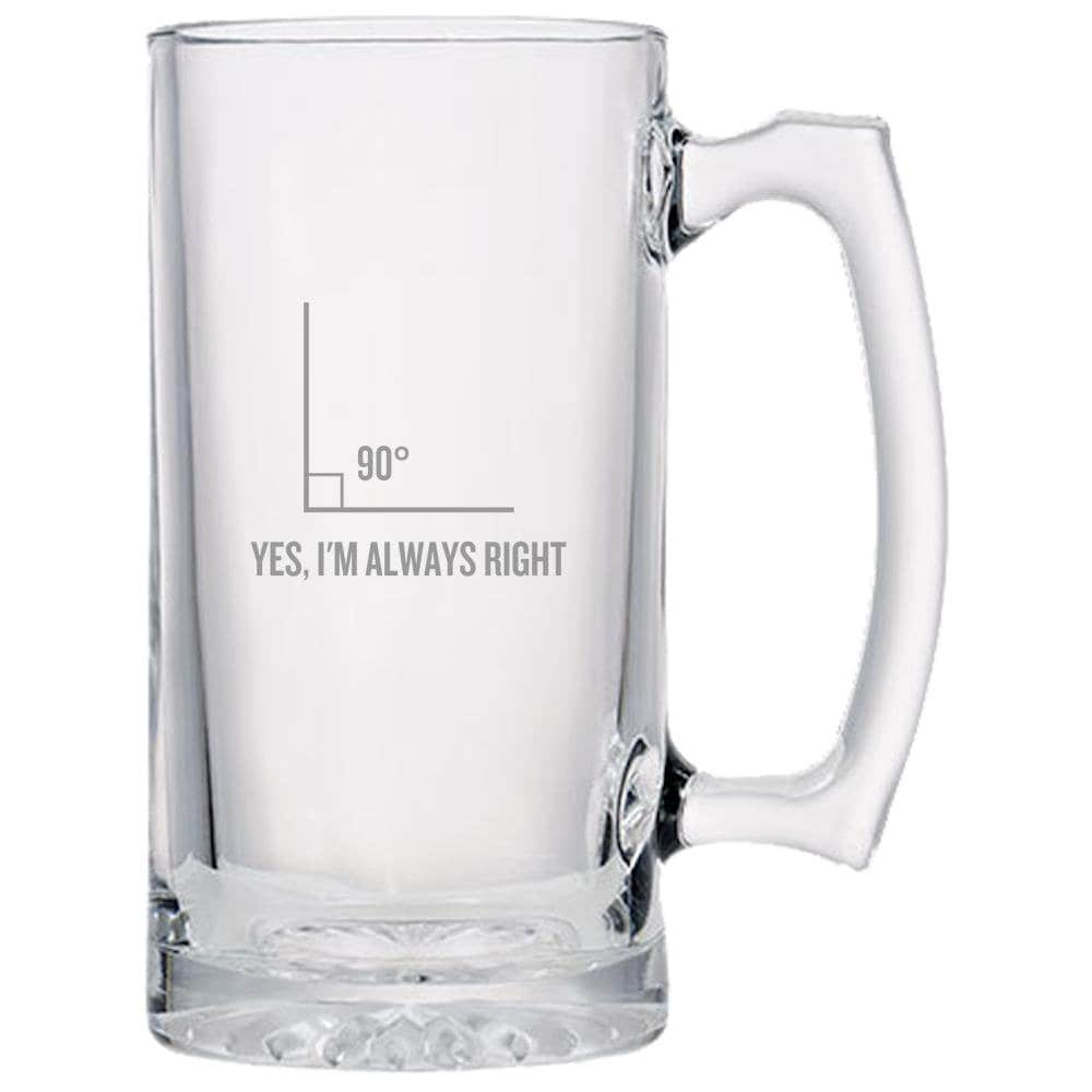 Funny Geometry Beer Mug Math Teacher Gift Funny Math Pun Yes I39m Always Right Beer Glass Graphic Tee – Warm & Stylish · Perfect For Daily Wear