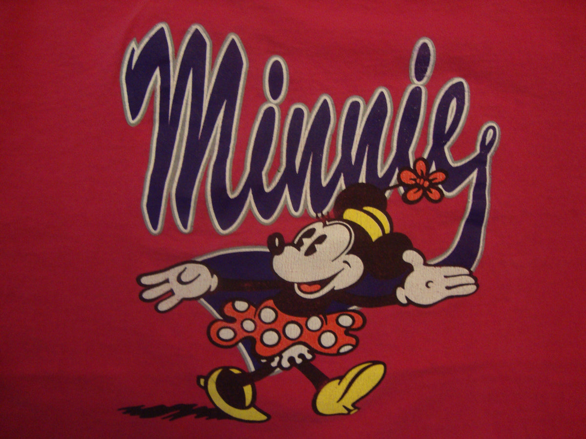 Vintage 9039s Walt Disney Minnie Mouse Pink Double Collar T Shirt Size XL Graphic Tee – Bold Style · High-Quality Print