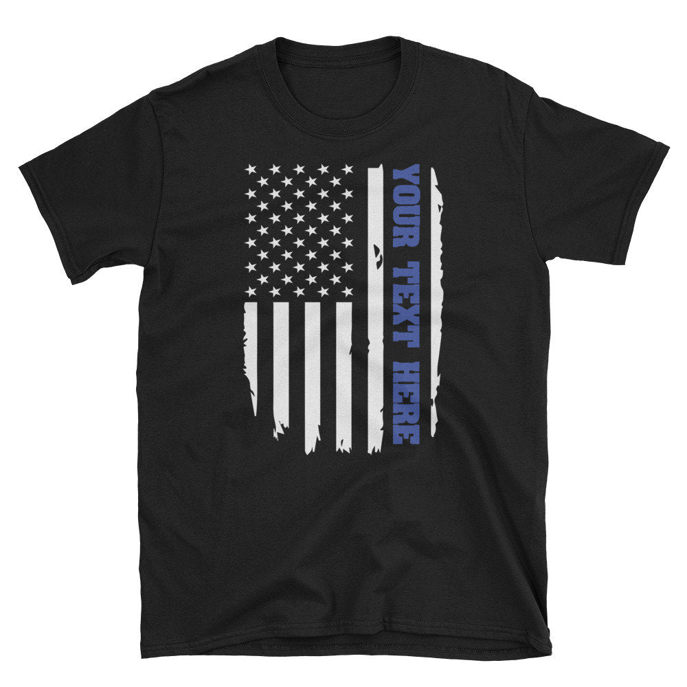 Personalized Custom Thin Blue Line Police Officer TShirt USA American Flag Cop K9 Gift Graphic Tee – Premium Graphic · Perfect For Daily Wear