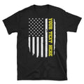 Personalized Custom Thin Gold Line 911 Dispatcher TShirt USA American Flag Emergency Dispatching Gift Graphic Tee – Warm & Stylish · Trending Graphic Apparel