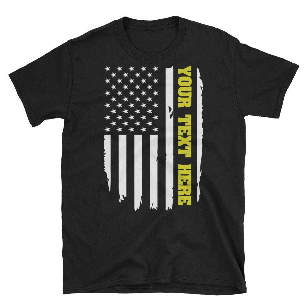 Personalized Custom Thin Gold Line 911 Dispatcher TShirt USA American Flag Emergency Dispatching Gift Graphic Tee – Warm & Stylish · Trending Graphic Apparel