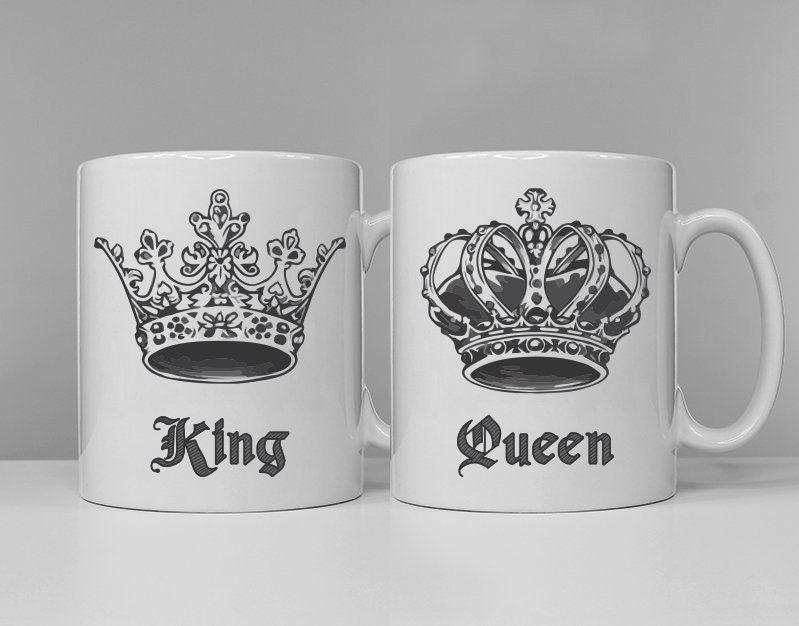 King and Queen Couples Mug Set Wedding Gift Valentines Day Graphic Tee – Aesthetic Look · Perfect For Daily Wear