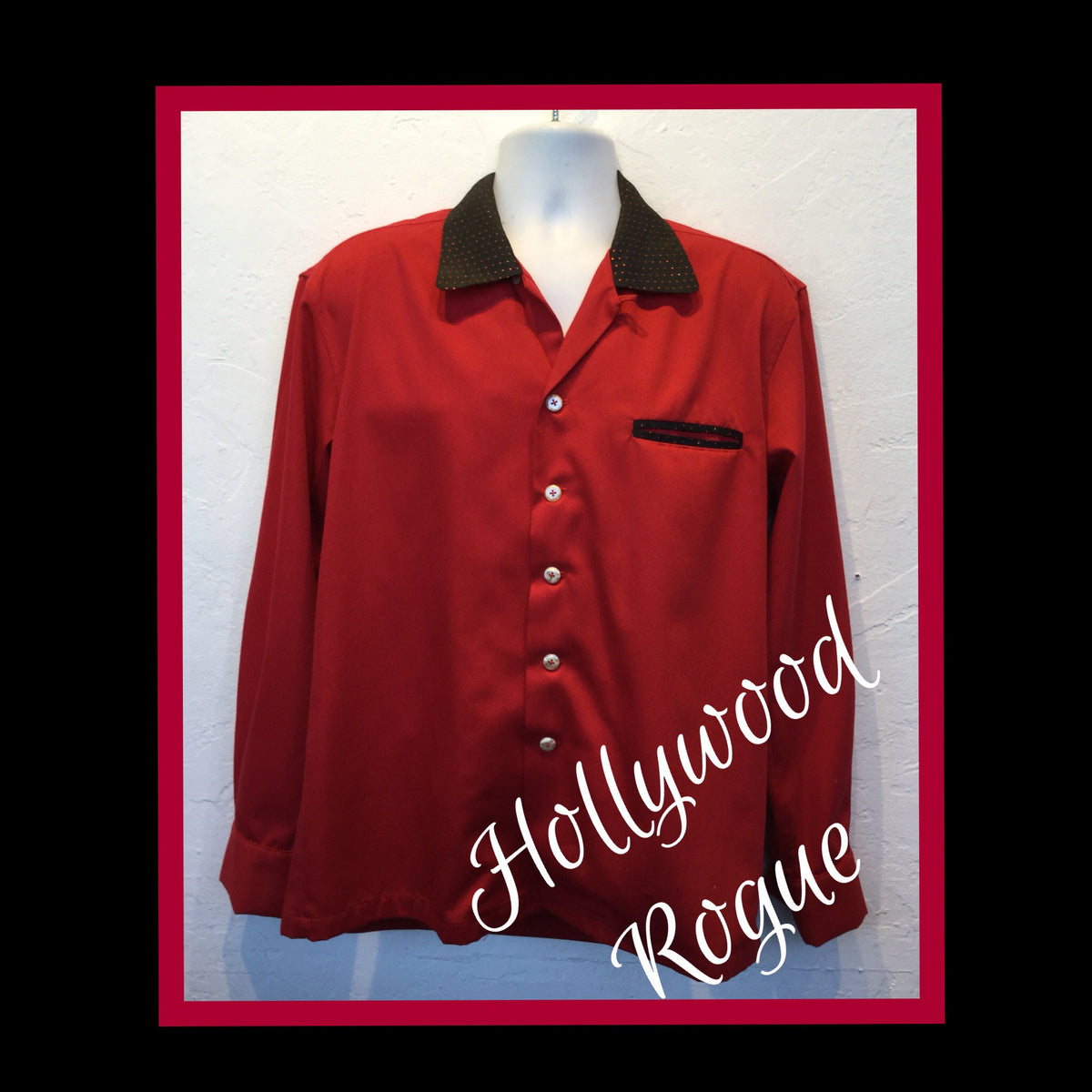 HR016 195039s vintage reproduction Hollywood Rogue two tone red Rock n Roll shirt Graphic Tee – Cozy Vibes · Trending Graphic Apparel