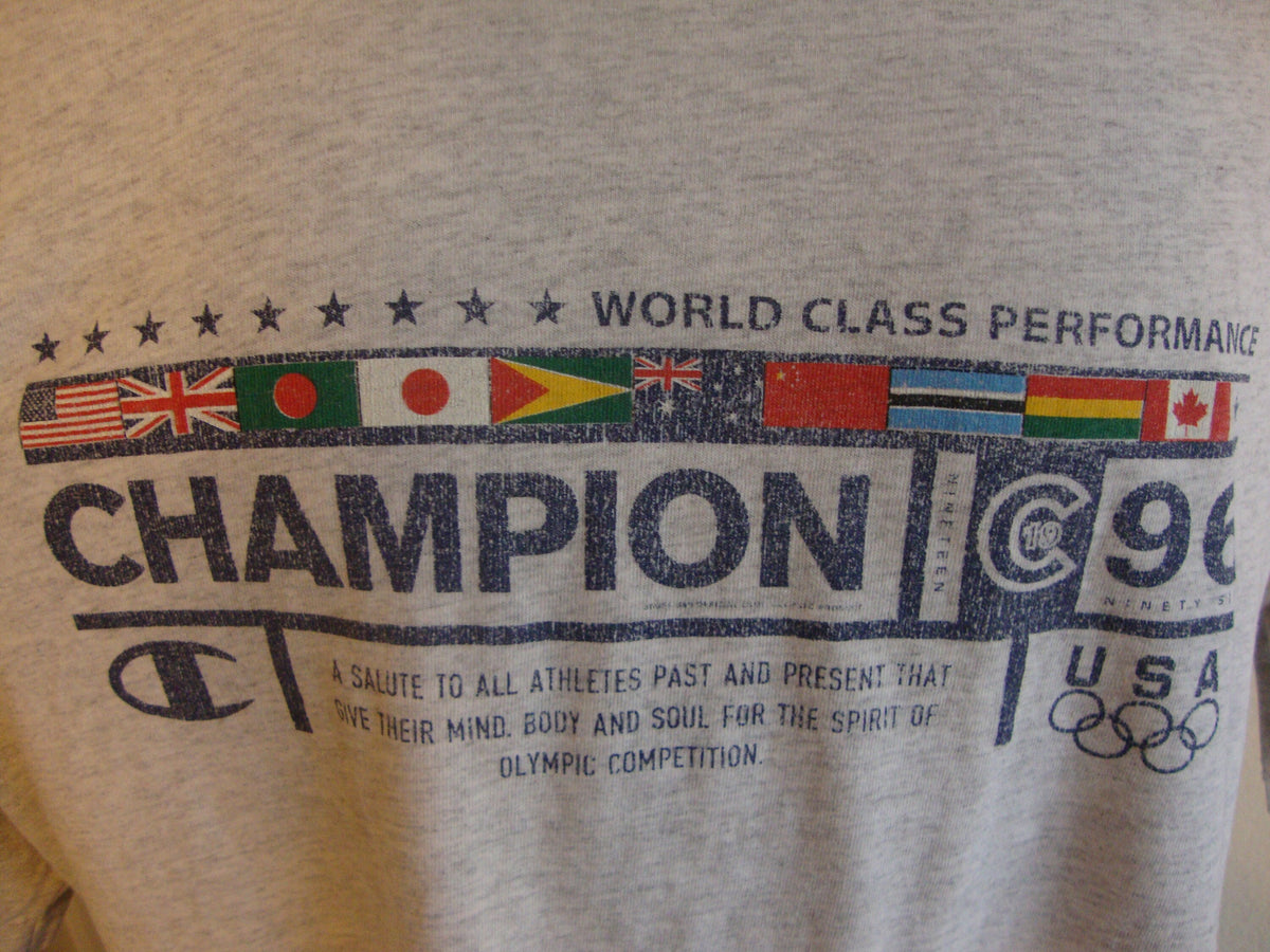 Vintage 9039s Champion Apparel USA 1996 Olympics Gray T Shirt Size 2XL Graphic Tee – Aesthetic Look · Trending Graphic Apparel