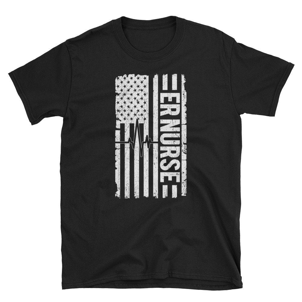 ER Nurse American Flag USA ShortSleeve TShirt Graphic Tee – Cozy Vibes · Top Pick For Any Outfit