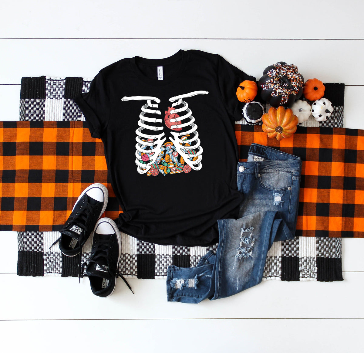 Candy Skeleton Funny Ribcage Halloween Costume TShirt Apparel Gift Kid Child Infant Baby Bodysuit One Piece Graphic Tee – Premium Graphic · Perfect For Daily Wear