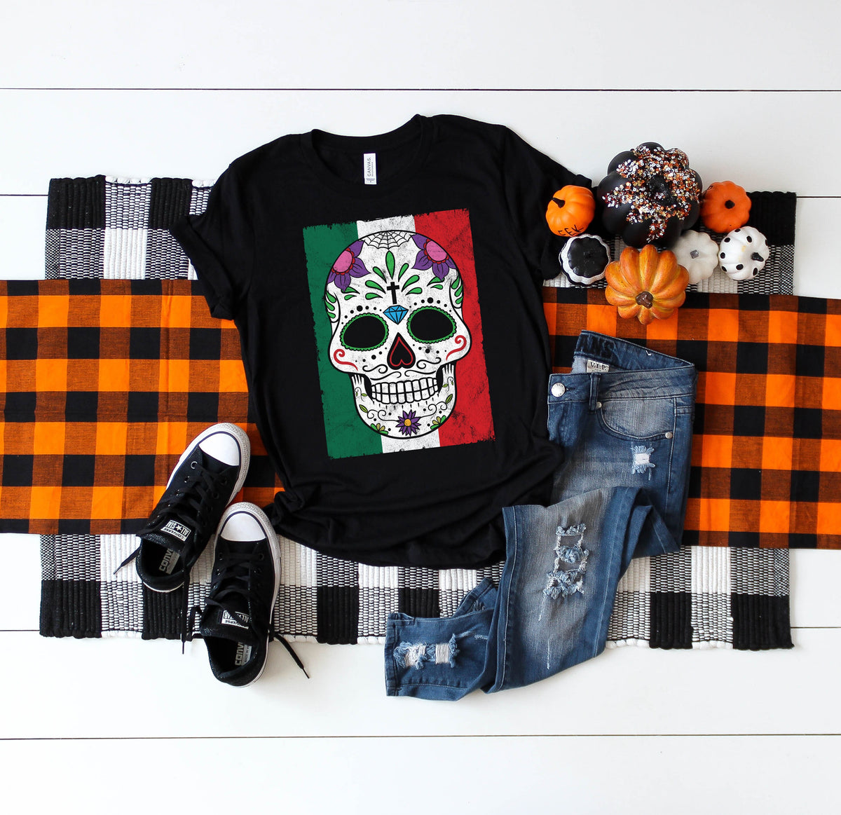 Mexican Flag Skull Day of the Dead Mexico TShirt Tank Top Hoodie Sweatshirt Long Sleeve Apparel Gift Hoodie – Easygoing Wear · High-Quality Print