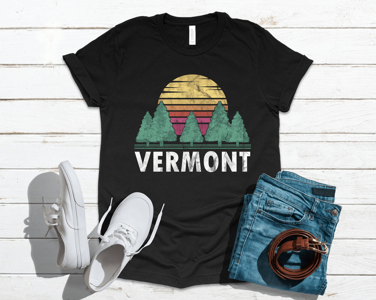 Vermont Forest Retro Trees TShirt Tank Top Hoodie Sweatshirt Long Sleeve Apparel Gift Hoodie – Fan Favorite · Trending Graphic Apparel