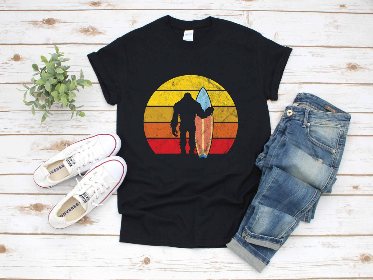 Retro Bigfoot Surfing Sasquatch TShirt Tank Top Hoodie Hoodie Long Sleeve Apparel Gift Hoodie – Cozy Vibes · Perfect For Daily Wear