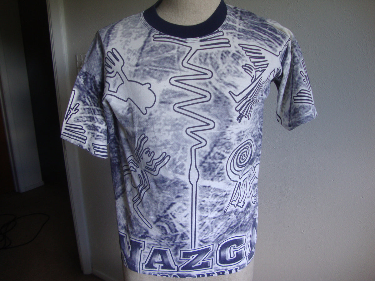 Vintage 9039s Nazca Ica Peru All Over Print Souvenir T Shirt Size M Graphic Tee – Soft Feel · Must-Have Style
