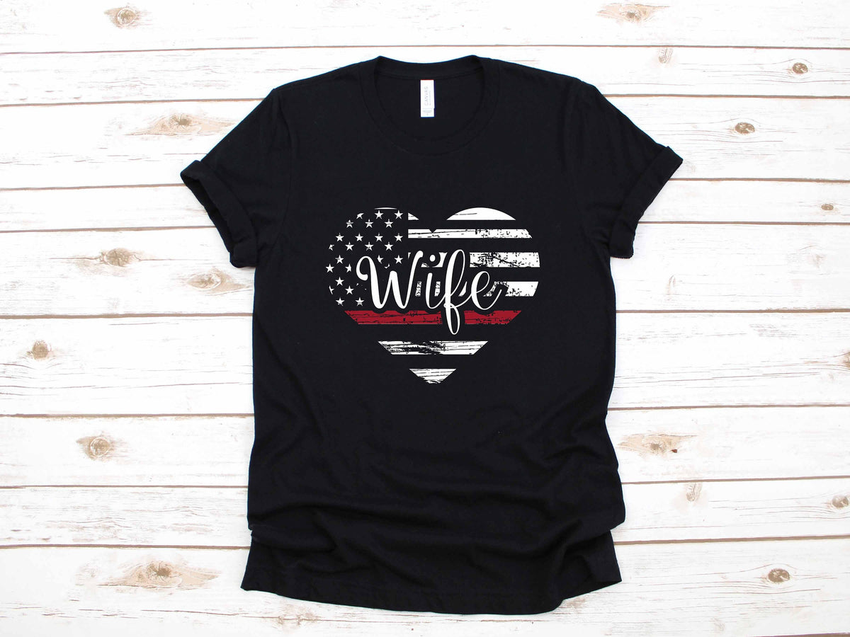 Firefighter Wife Thin Red Line Heart Spouse Gift TShirt Long Sleeve Sweatshirt Hoodie Womens Tank Top Hoodie – Everyday Comfort · Great Gift For Fans