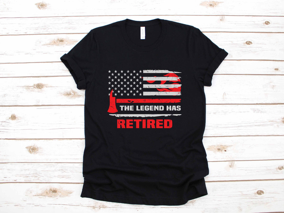 Retired Firefighter Legend Retirement Thin Red Line Gift TShirt Long Sleeve Sweatshirt Hoodie Tank Top Hoodie – Cozy Vibes · High-Quality Print