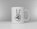 Skeleton Hand Peace Sign Coffee Mug Goth Office Worker Gift Graphic Tee – Fan Favorite · High-Quality Print