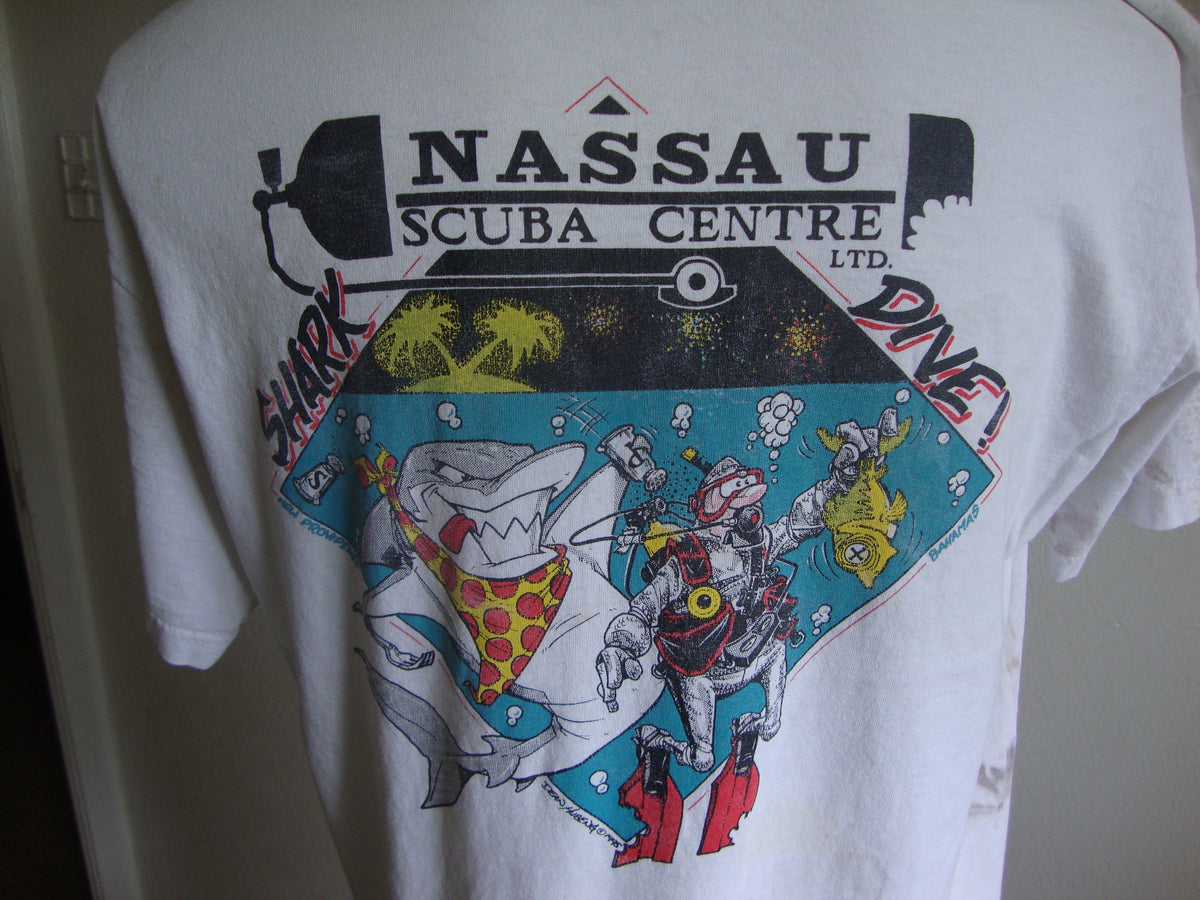 Vintage 9039s Nassau Scuba Centre Drive Team White T Shirt Size L Graphic Tee – Fan Favorite · Great Gift For Fans