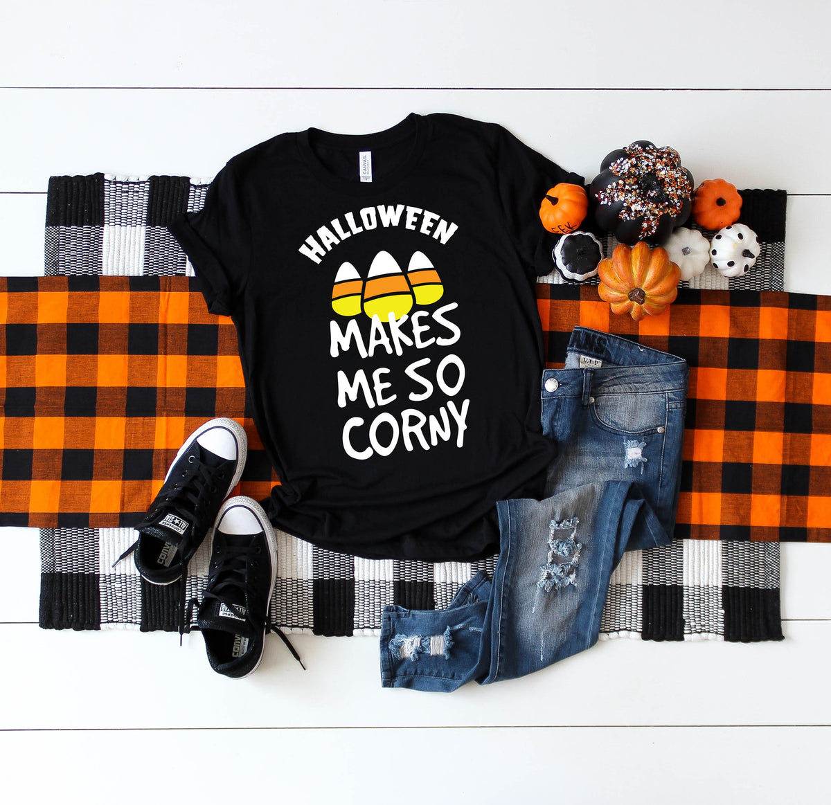 Candy Corn Funny Halloween TShirt Graphic Tee – Aesthetic Look · Perfect For Daily Wear