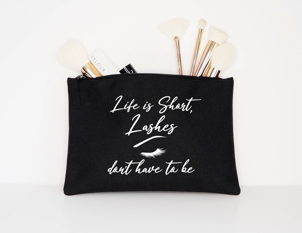 Life Is Short Lashes Don39t Have To Be MUA Bag Makeup Cosmetic Accessory Pouch Tote Bag – Warm & Stylish · Great Gift For Fans