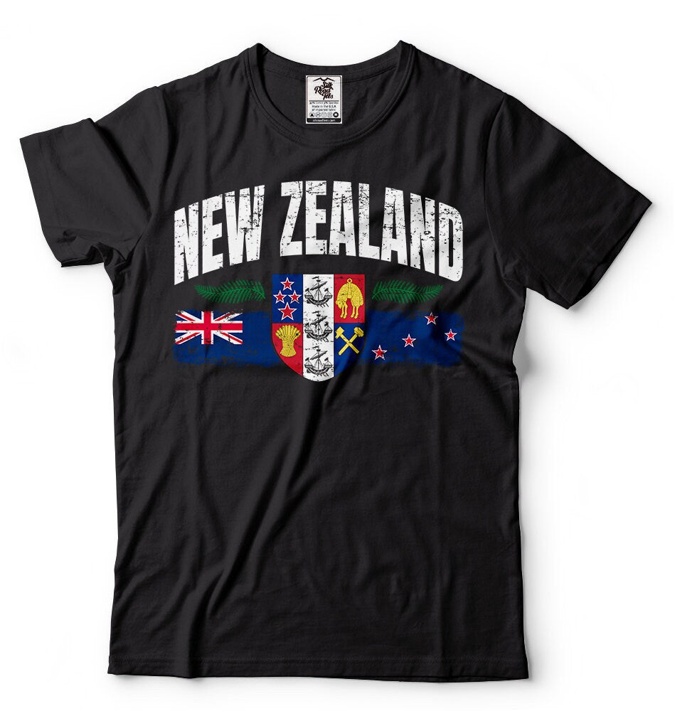 New Zealand T shirt Mens Unisex New Zealand Flag Coat of arms Soccer Rugby Footall Fan All Blacks Mens New Zealand Tee Shirt Graphic Tee – Premium Graphic · Great Gift For Fans