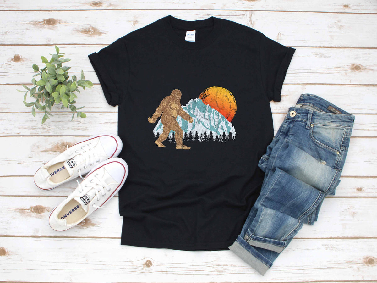 Retro Bigfoot Mountain Forest Hiking Sasquatch TShirt Tank Top Hoodie Hoodie Long Sleeve Apparel Gift Hoodie – Everyday Comfort · High-Quality Print