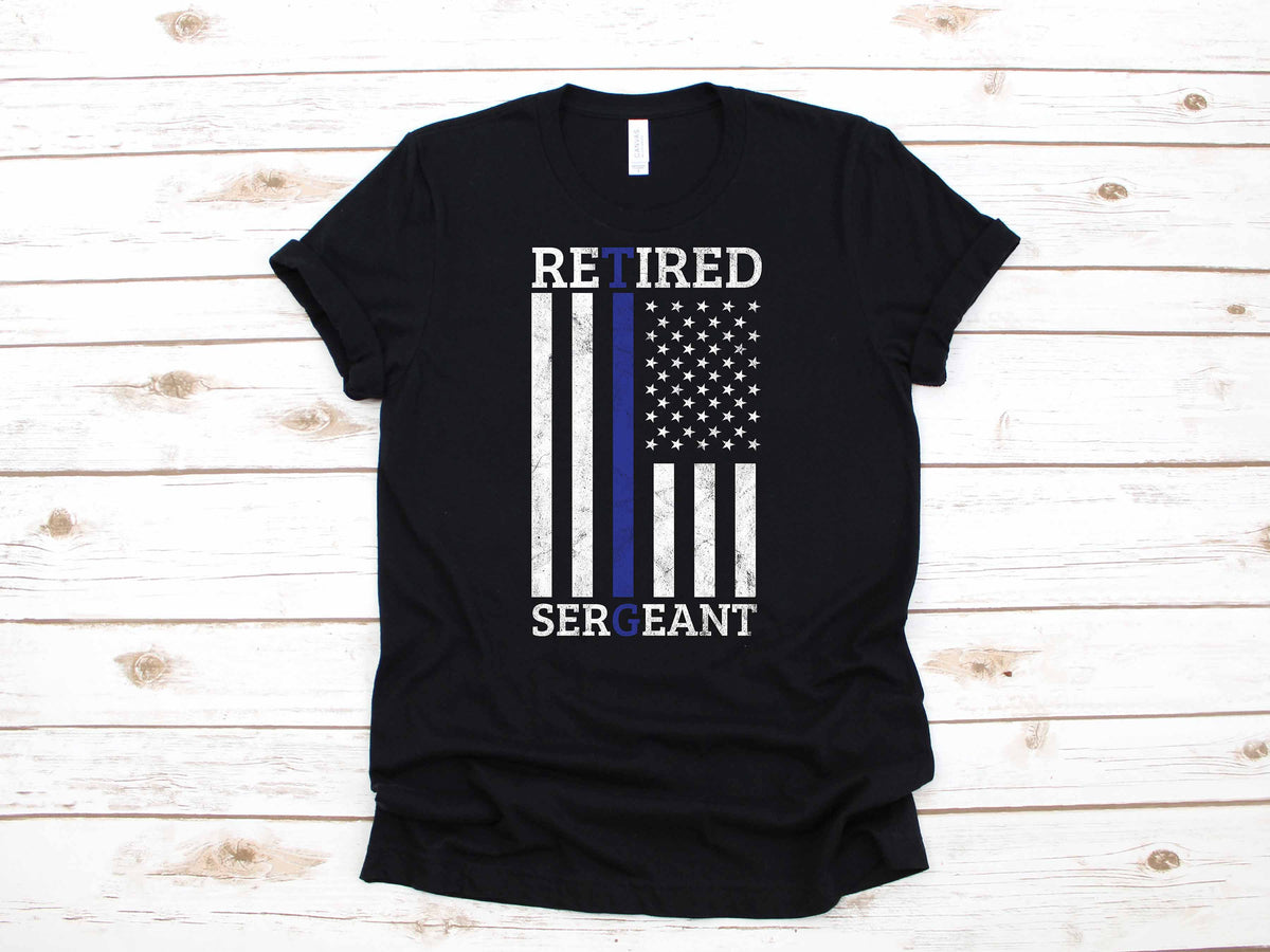 Retired Sergeant Police Officer TShirt Retirement Gift American Flag USA Long Sleeve Hoodie Sweatshirt Tank Top Hoodie – Aesthetic Look · High-Quality Print