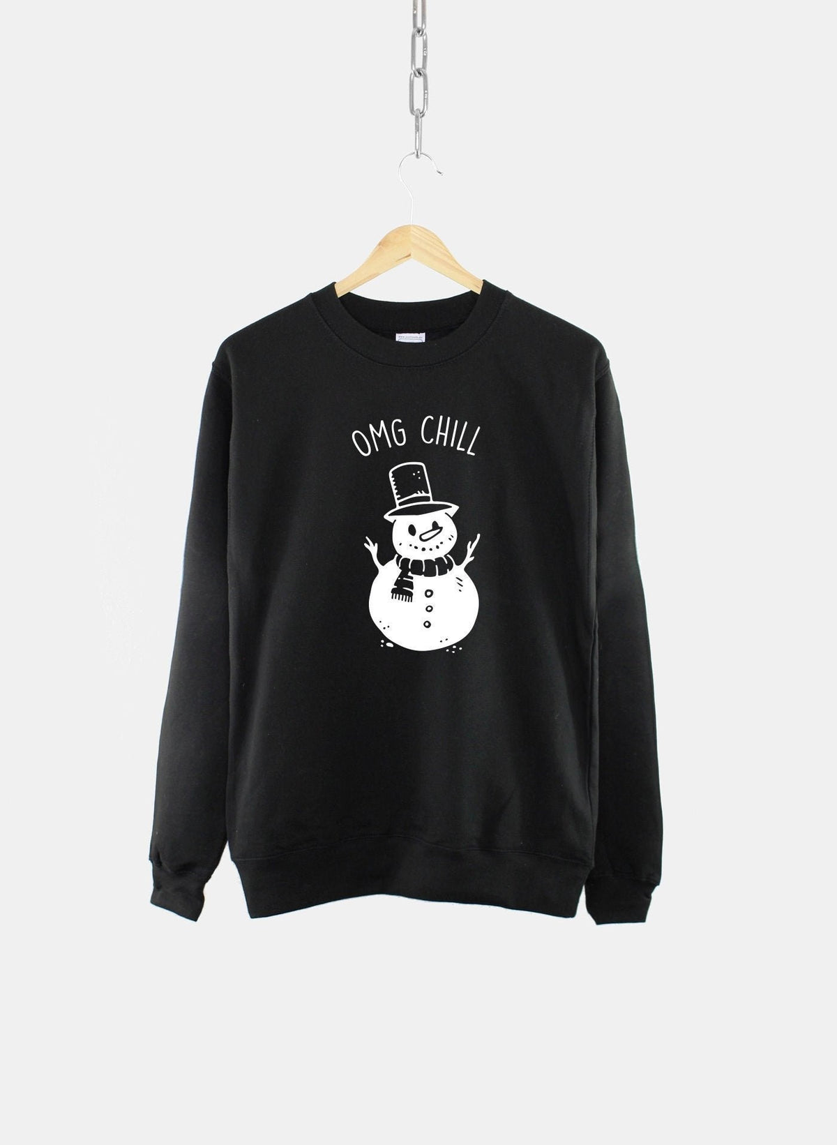 Snowman Christmas Slogan Sweatshirt OMG Chill Sweater Sweatshirt – Bold Style · Perfect For Daily Wear