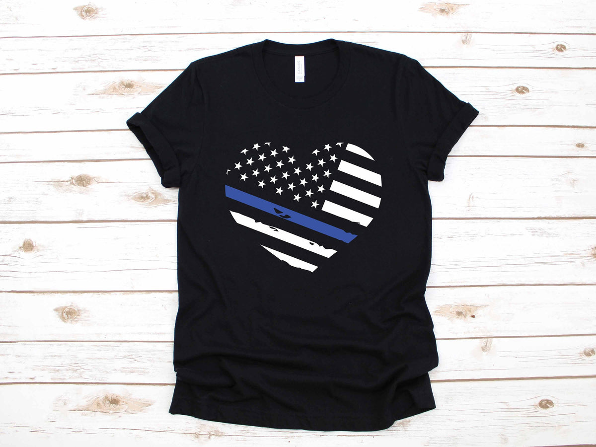 Police Heart Spouse USA Flag Law Enforcement Gift TShirt Long Sleeve Sweatshirt Hoodie Tank Top Hoodie – Premium Graphic · Great Gift For Fans