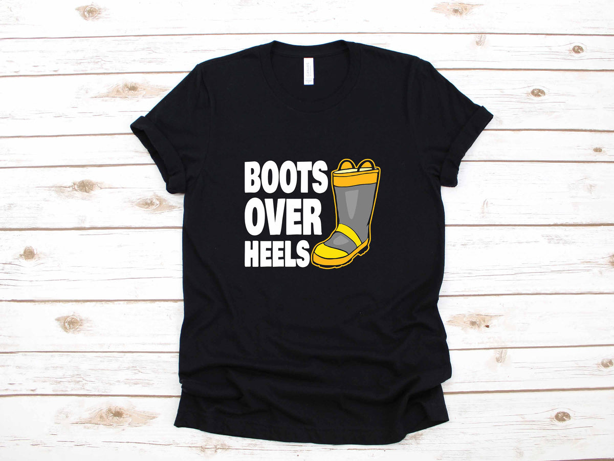 Girl Firefighter Boots Woman Female Gift TShirt Long Sleeve Sweatshirt Hoodie Tank Top Hoodie – Fan Favorite · Great Gift For Fans