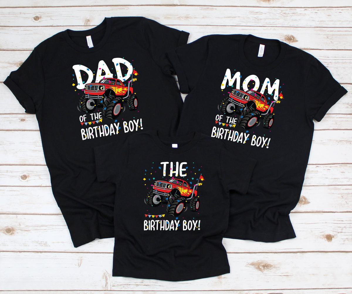 Monster Truck Birthday Boy Matching Family Mom Dad TShirt TShirt Hoodie Baby One Piece Hoodie – Warm & Stylish · Top Pick For Any Outfit