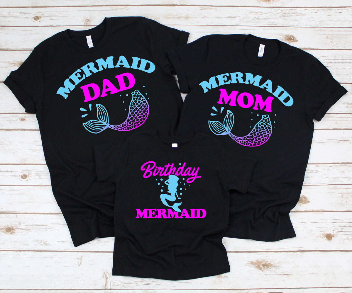 Birthday Mermaid Cute Matching Family Mom Dad TShirt TShirt Hoodie Baby One Piece Hoodie – Aesthetic Look · Trending Graphic Apparel