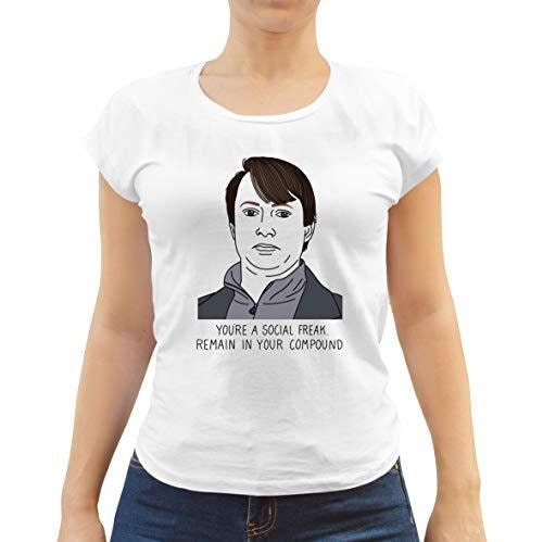 Peep Show T Shirt Mark Social Freak Remain in Your Compound Women39s Fit T Shirt Ladies Graphic Tee – Warm & Stylish · Great Gift For Fans