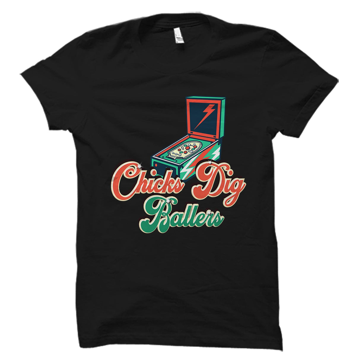 Arcade Shirt Arcade Gift Pinball Shirt Pinball Gift Baller Shirt Arcade Retro Gift Arcade Pinball Shirt Chicks Dig Baller OS3812 Graphic Tee – Bold Style · Great Gift For Fans