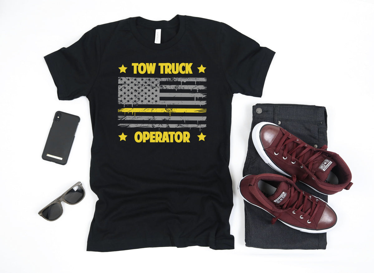 Tow Truck Operator Thin Yellow Line American Flag USA TShirt Tank Top Hoodie Sweatshirt Long Sleeve Apparel Gift Hoodie – Cozy Vibes · Perfect For Daily Wear
