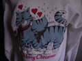 Vintage 9039s Merry Christmas Cats White Crew Neck Sweatshirt Size M Sweatshirt – Aesthetic Look · Must-Have Style