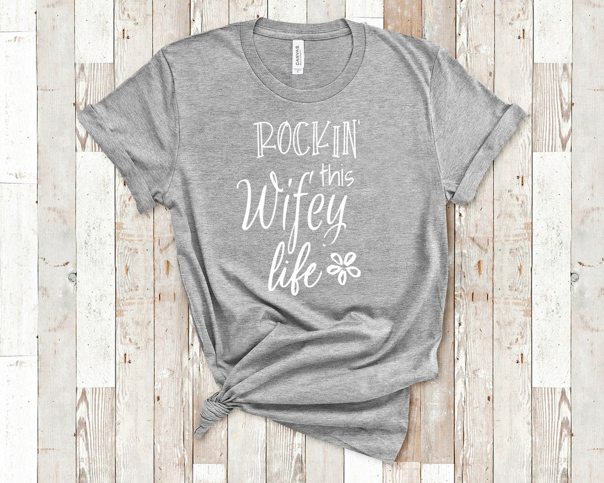 Rockin This Wifey Life Tshirt Gift from Husband Funny Wifey Shirt Gifts for Wife Graphic Tee – Easygoing Wear · Must-Have Style