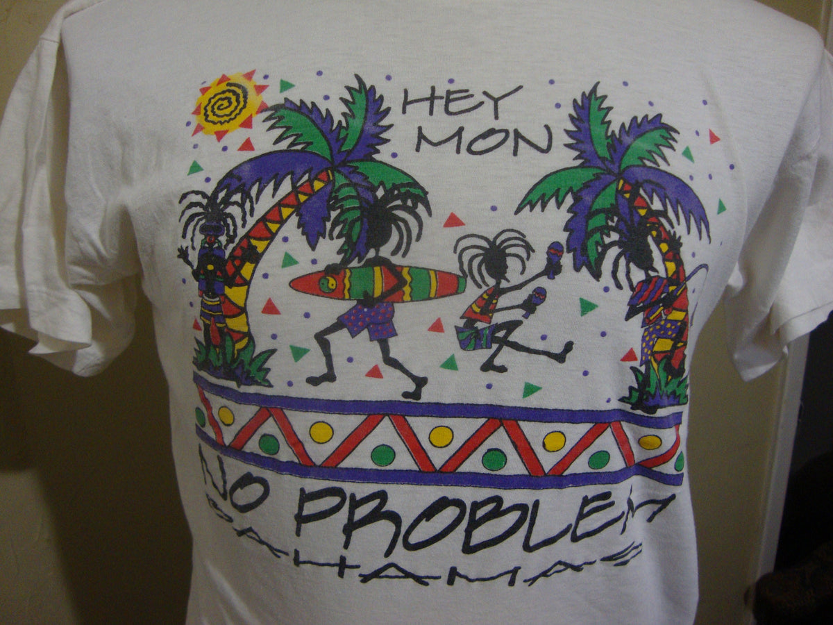 Vintage 9039s Hey Mon No Problem Bahamas Souvenir White T Shirt Size S Graphic Tee – Premium Graphic · Must-Have Style